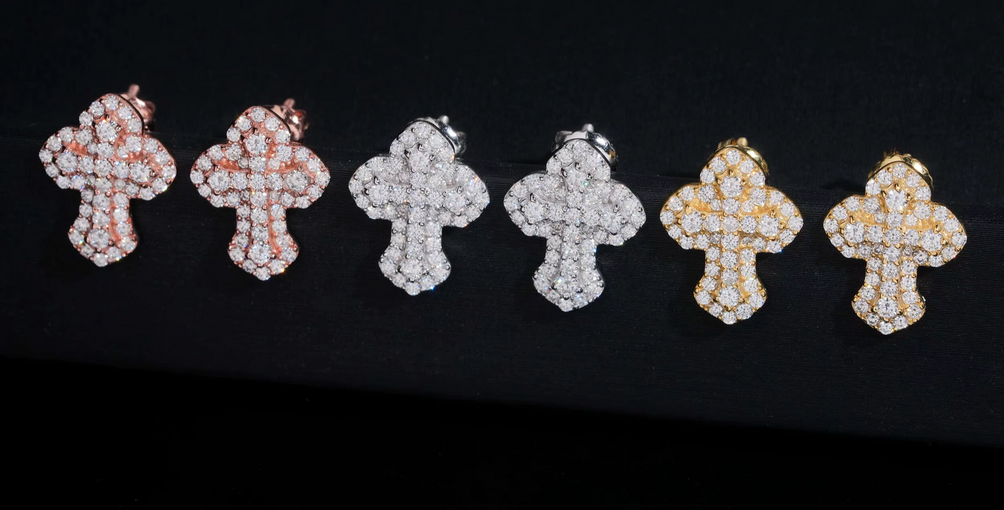 Cross Earrings Screw Back
