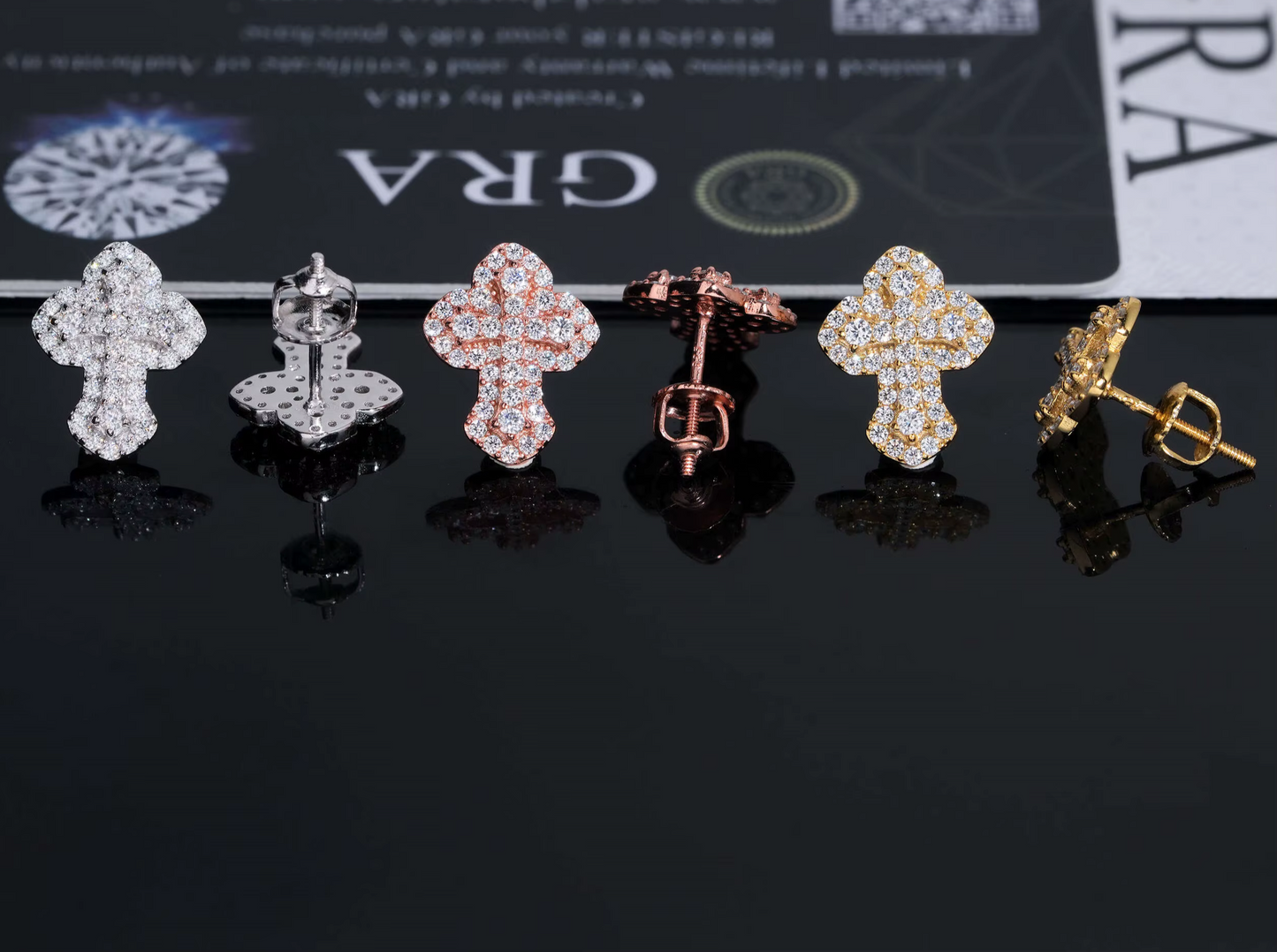 Cross Earrings Screw Back