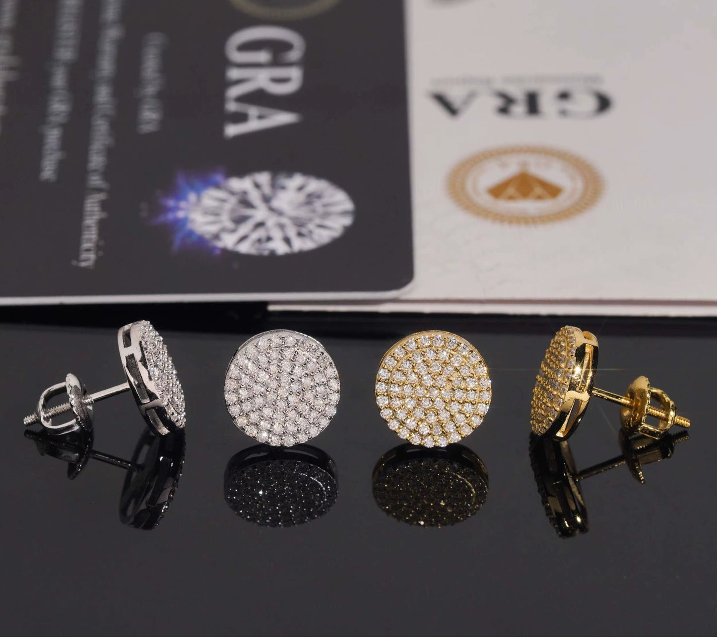 USA Warehouse Ready to Ship Hip Hop Jewelry VVS1 Iced Out Moissanite Stud Earrings Pass Diamond Tester