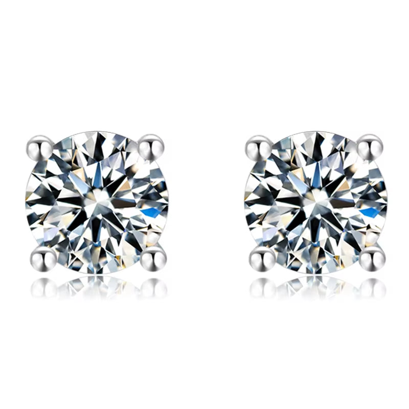 Round Cut S925 Sterling Moissanite Jewelry Set Four Claw Halo Elegant Gems Ear Stud Earring