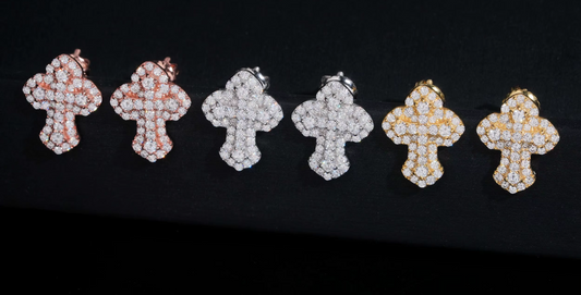 Cross Earrings Screw Back