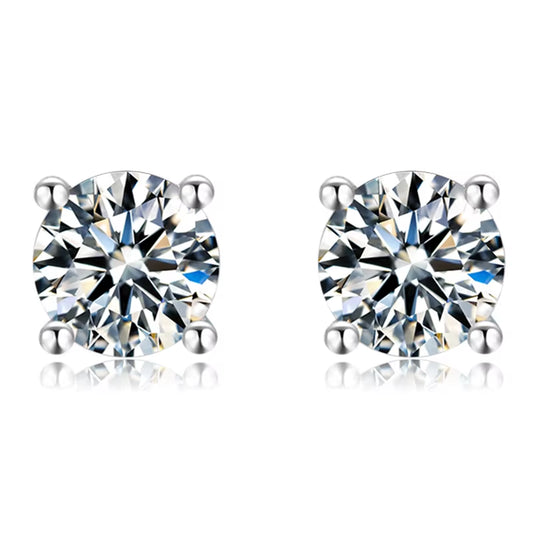 Round Cut S925 Sterling Moissanite Jewelry Set Four Claw Halo Elegant Gems Ear Stud Earring